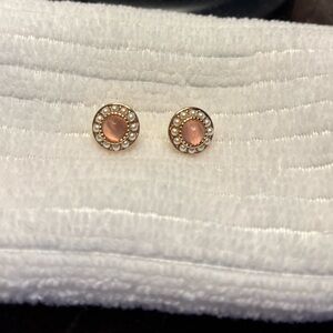 Elegant Gold and Pink Stud Earrings